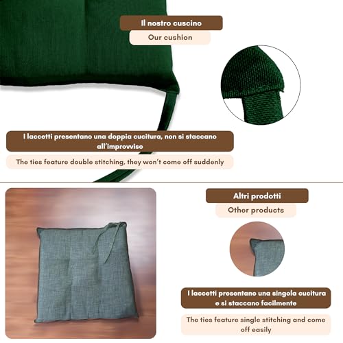 Il Tuo Artigiano Design Set of 4 or 6 Cushions for Kitchen Chairs, Made in Italy, Kitchen Chair Cushions, Set of 6, 40 x 40 cm, Thickness 6 cm, Sponge and Soft Acrylic Padding (6, Green) - Cosy Home Interiors Il Tuo Artigiano Design Set of 4 or 6 Cushions for Kitchen Chairs, Made in Italy, Kitchen Chair Cushions, Set of 6, 40 x 40 cm, Thickness 6 cm, Sponge and Soft Acrylic Padding (6, Green) - Image 4