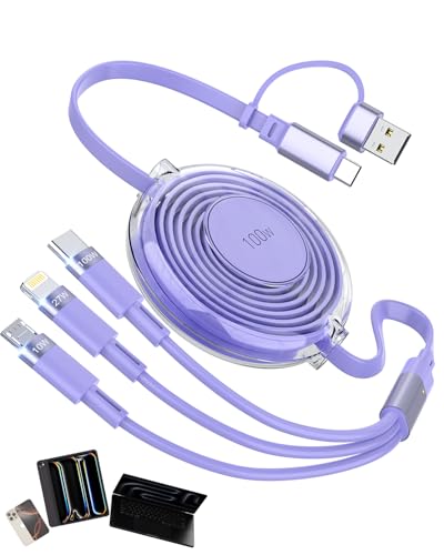 Câble 5 en 1 rétractable 100W fini les nœuds de fils pour charger iPad et Type C