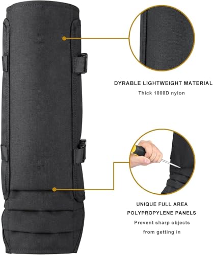 Image of QTM Snake Gaiters for Protection Against Snake Bite Waterproof Snake Guards for Snake Bite Protection Lower Legs Snake Proof with Adjustable Size for Hiking Farm Working (Black, Pack of 1 Pair)