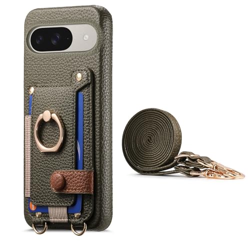Coque portefeuille Google Pixel 10 Pro XL rigide avec fentes cartes et cordon bandoulière