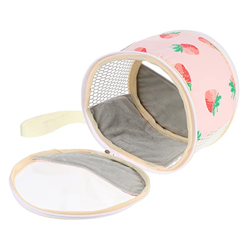 Happyyami Portable Small Animal Carrier for Hedgehogs Chinchillas and Hamsters Strawberry Outdoor Travel Handbag with Hand Strap for Easy Carrying and Maximum Pet Comfort