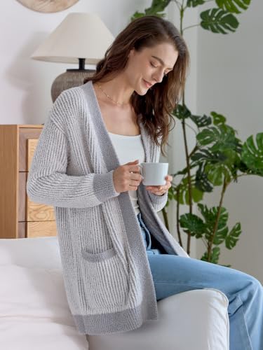 Image of Snuggle Sac Cardigan Sweaters for Women with Pocket Trendy Casual Long Sleeve Tops Open Front Fall Winter Coats