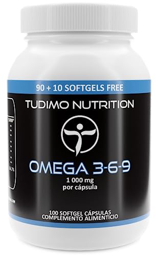 Omega 3 6 9 Capsulas 1000mg - 100 Cápsulas Softgel (3+ Meses de provisión), con 1000 mg de Omega 3-6-9 Aceite de Pescado, de Borraja (de Linaza), de Girasol, con Vitamina E (Omega 369 Supplement)