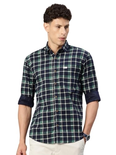 Image of Majestic Man Men's Pure Cotton Checkered Slim Fit Casual Shirt - Full Sleeve | Trendy & Comfortable
