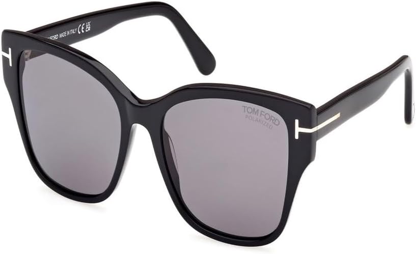 Tom Ford Elsa Polarized Smoke Butterfly Ladies Sunglasses FT1108 01D 55, Shiny Black