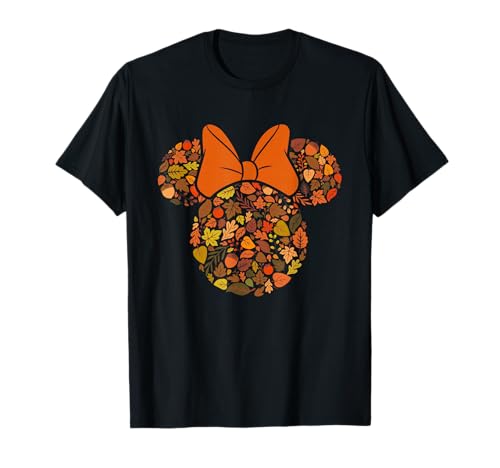 Disney Minnie Mouse Head and Ears Icon Fall Leaves T-Shirt