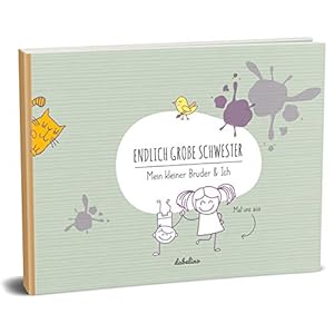 Geschenk zur Geburt für große Schwester: „kleiner Bruder + große Schwester“-Buch (Öko, Recycling-Papier, Erinnerungsalbum/Fotoalbum für Geschwister)