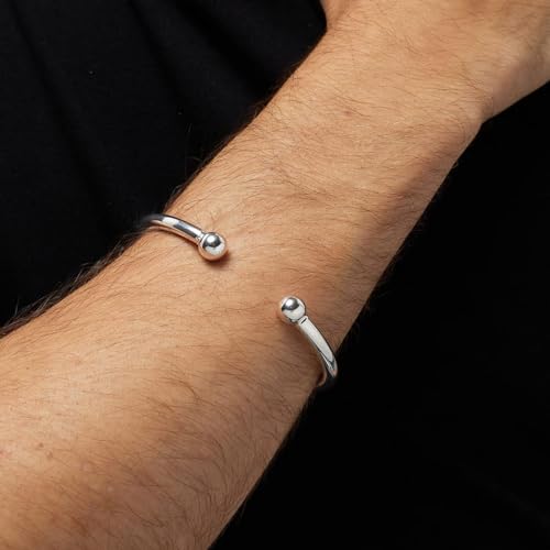 Men's Solid 925 Sterling Silver Torque Bangle Bracelet - Plain Cuff Bar Silver Bracelet for Men4