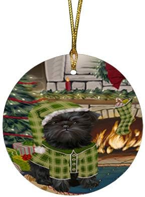 Have a Holly Jolly Affenpinscher Dog Round Flat Ornament - Pet Decorative Hanging Ornaments for Christmas X-mas Tree Decorations - 2.75" Round Ceramic Christmas Ornament POR1373