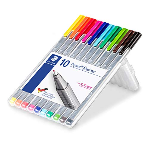 Caneta Triangular, Staedtler, Fineliner Triplus, 334 SB10 03, 0.3mm, 10 Cores