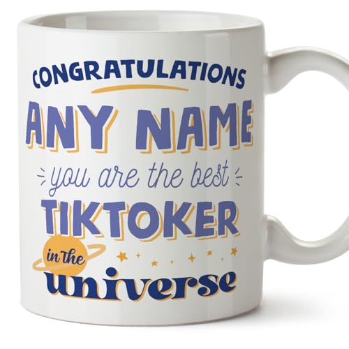 MUGFFINS Tazas Personalizadas para TIKTOKER mujer - En Inglés - Best in the Universe - 11 oz / 330 ml - Regalo Personalizable original y divertido