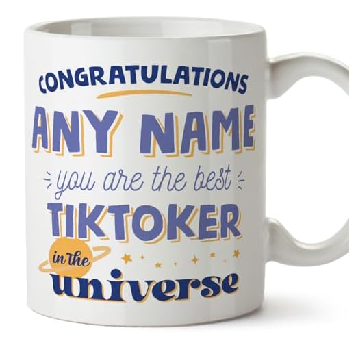 MUGFFINS Tazas Personalizadas para TIKTOKER mujer - En Inglés - Best in the Universe - 11 oz / 330 ml - Regalo Personalizable original y divertido