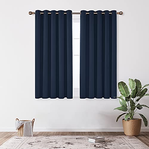 Deconovo Blackout Curtains Super Soft Thermal Insulated Curtains Blackout Eyelet Blackout Curtains for Bedroom 66 x 63 Inch Navy Blue 2 Panels - Image 2