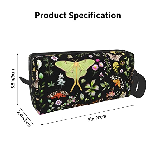 Butterflies Moths Flower Makeup Bag For Women, Portable Cosmetic Bag Zipper Pouch Travel Toiletry Organizer Bag4