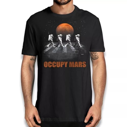 Astronomy Occupy Mars Graphic Tee Shirt - Astronauts Walking in Space T-Shirt
