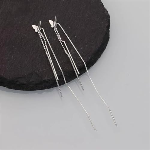Boucles d'oreilles argent sterling anti-allergie longues à perles légères