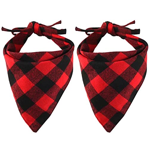 Deedose Dog Bandana 2 Pack Red and Black Plaid Pet Kerchief Triangle Bibs Scarf for Large Medium Small Dogs Puppy Thanksgiving Birthday Party Daily Use Deedose Dog Bandana 2 Pack Red and Black Plaid Pet Kerchief Triangle Bibs Scarf for Large Medium Small Dogs Puppy Thanksgiving Birthday Party Daily Use