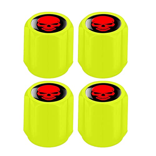 バルブキャップ エアバルブキャップ タイヤバルブキャップ タイヤエアキャップ一体型カバー 夜光スカルタイヤバルブキャップ タイヤバルブステムキャップ ユニバーサルバルブステムキャップ トラック SUV 自転車 オートバイ用の汎用車両アクセサリ