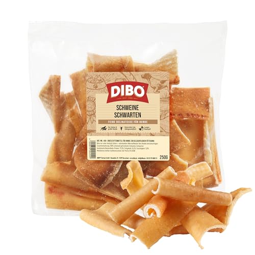 DIBO Schweine-Schwarten, 250g-Beutel, der kleine Naturkau-Snack oder Leckerli für Zwischendurch, Hundefutter, Qualitätskauartikel ohne Chemie von DIBO