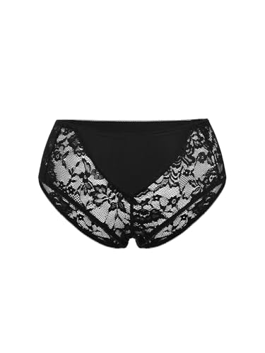 Image of WDIRARA Women's Plus Size Sheer Lace Boyshorts Underwear Sexy High Waisted Boxer Briefs Panties