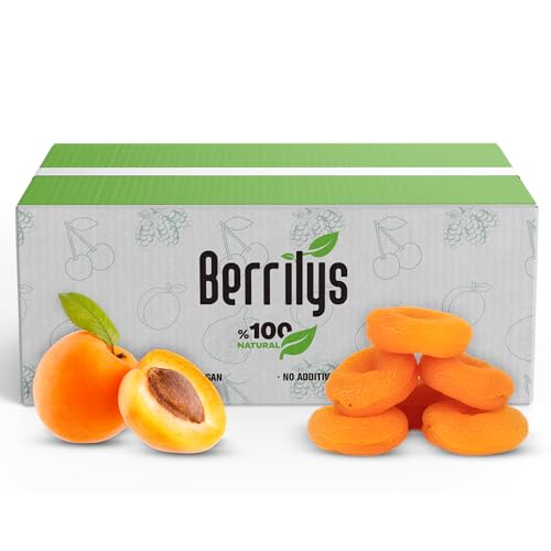 Berrilys Dried Apricots 5 lb Box – Premium Sun-Dried Apricots, No Added Sugar, Non-GMO, Naturally Sweet & Soft Dried Fruit Bulk Snack for Baking, Cooking & Trail Mix