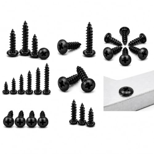 Image of By inchVP INDUSTRIES inch (Pcs-50) No.8x13 mm Pan Head Combination Phillips-Slotted Self-Tapping Screw - Black Zinc, High-Tensile for Wood, Metal, Furniture & DIY Applications