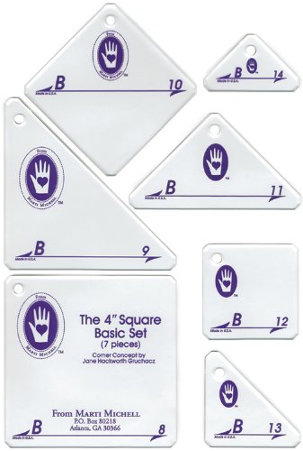 Marti Michell 8252M Perfect Patchwork Template Set B - 4 in. Basic Square Set - 7 per Pack7