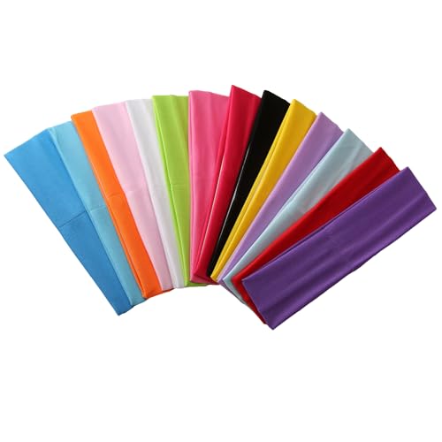 Sport Yoga Headbands,Pack of 14,Fashion Soft Elastic Polyester Sweatband Yoga Stretchy Headband for Women Man Girl (Mixed Colors)