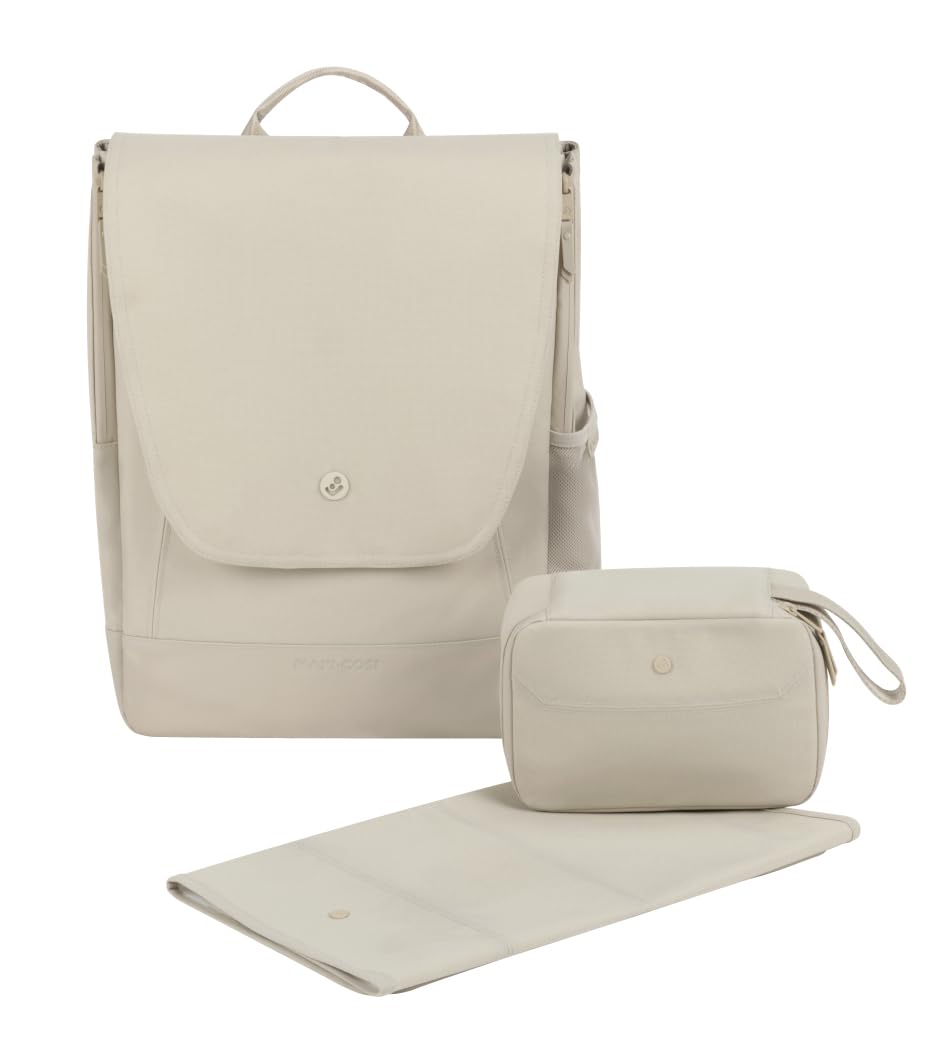Maxi-Cosi Wickelrucksack, Platz für alles, Praktisch für unterwegs, XL-Wickelunterlage, Kapazität von 19,5l, Windeltasche, Timeless Sand