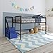 DHP Junior Metal Frame Loft Bed with Storage Steps - Black with Blue Steps