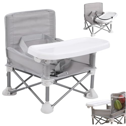 VBM Travel Booster Seat with Tray for Baby, Dining Table, Camping, Beach, Grandma’s | Folding Portable Tip-Free Design Straps to Kitchen Chairs | Tip-Free Design Straps to Kitchen Chairs Booster Chair