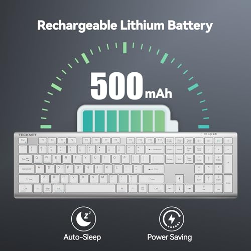 Image of TECKNET Bluetooth Keyboard Rechargeable 4-Device (2.4G+BT)