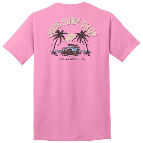 JOES SURF SHOP Men's Early Bird Logo Heavyweight Tees-L-Candy Pink/c