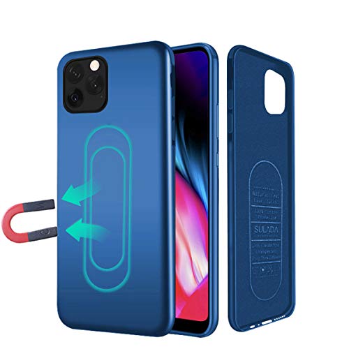 Custodia Magnetica per iPhone 11, Cover Magnetica per Supporto Magnetico Auto Piastra Metallica Incorporata, Cover protezione 360 gradi TPU per iPhone 11 6.1 Pollici - [Blu]