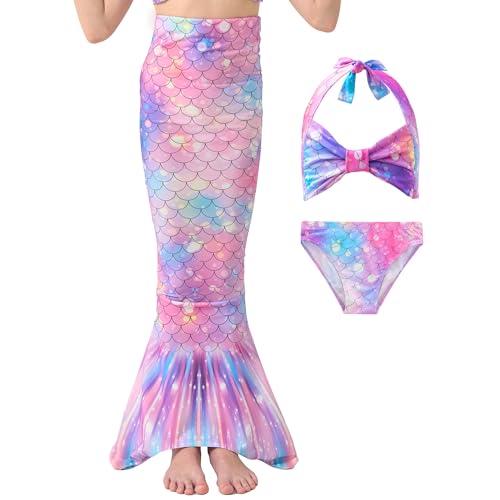 GALLDEALS Girls 3 Piece Swimsuit Bathing Suits Bikini with Cover Up Skirt 3 to 12 Years