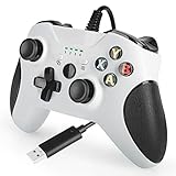 Controller for Xbox One,USB Wired PC Controller Gamepad Joystick for Xbox 1, Windows 7/8/10 with 7.2ft Cord, Dual-Vibration Turbo, Trigger Buttons - White