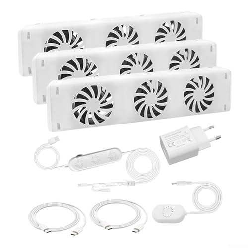 Heizkörper Ventilator Mit 3 Lüfter, Smart Heizkörperverstärker Einstellbarer Geschwindigkeit mit Thermostaten, Erhöhen die Effizienz der Heizung und Sparen-Energie, Geräuscharm(MXRV25-S03)