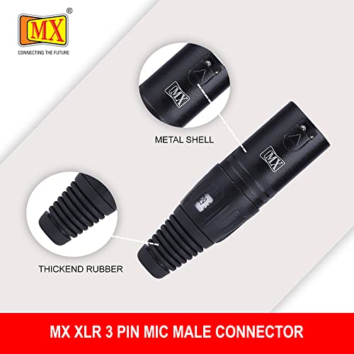 Image of MX 3 Pin XLR connector Microphone Connector pin Pure Copper Nickel Plated Pins1 for High Conductivity microphone cable connector PERENT (3 PIN BLACK COATED, Pack of 10, Male Connector)