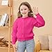 Girls' Cardigan with Button Loose Long Sleeve Shrug Sweaters Cropped Uniforms Kids Knit Sweater Outerwear Hot Pink 11-12 Years