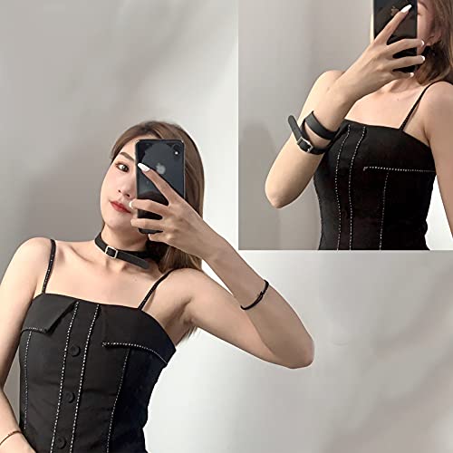 ETHOON Choker Necklace for Women 4 Adjustable Belt Cool Gothic PU Collar2