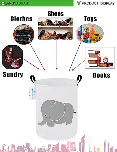Image of Laundry Hamper Fabric Organizer Collapsible Basket Elephant | Waterproof Storage Bin Kids Toy Clothes Baskets for Gift Children Nursery Bedroom Bathroom