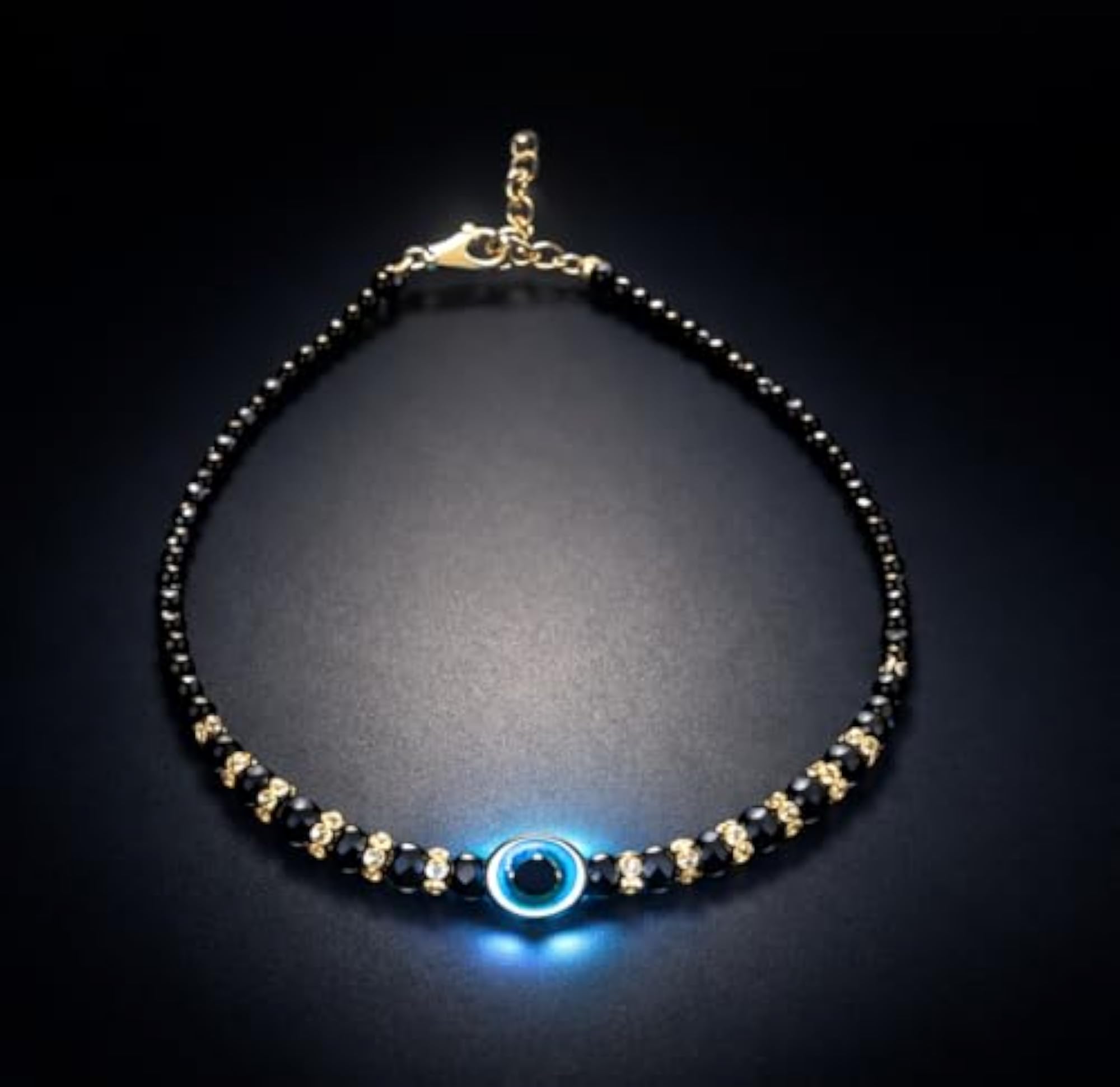 Crystal Beads Evil Eye Beaded Anklet Set, 2-Piece for Women