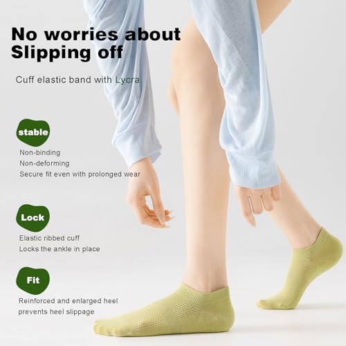 ZULY® Women's Cotton Ankle Socks 6-Pack Mixed Colors - Breathable Seamless Toe Maternity Postpartum Socks with Non-Slip Cuff (Cream White, Beige, Light Purple, Silver Gray, Sky Blue, Tooth Green)