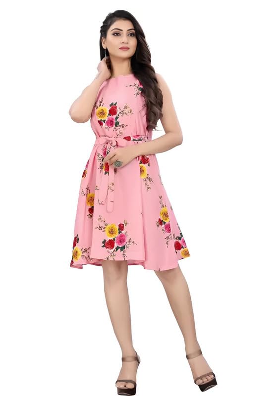 Womens Crepe Dress|Fit and Flare | Knee-Length | Crew Neck | Sleeveless | Casual &Work Wear-picture-14