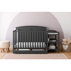 Storkcraft Steveston 5-in-1 Convertible Crib and Changer with Drawer (Gray) – GREENGUARD Gold Certified, Crib and Changing Table Combo with Drawer, Converts to Toddler Bed, Daybed and Full-Size Bed Storkcraft Steveston 5 in 1 Convertible Crib and Changer with Drawer Gray–GREENGUARD Gold Certified Crib and Changing Table Combo with Drawer Converts to Toddler Bed Daybed and Full Size Bed