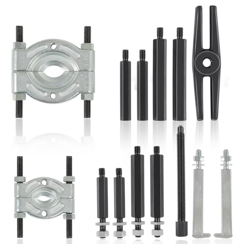 [14pcs] Heavy-Duty Dual-Chuck Bearing Separator Puller Kit Set Max Capacity 5-Ton Fits Versatile Use, Red Storage Case