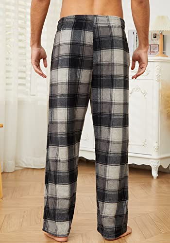 Image of U2SKIIN Mens Fleece Pajama Pants, Warm Plaid Lounge Pj Bottoms