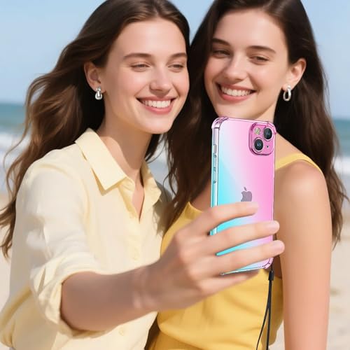 Coque iPhone 13 Mini transparente en silicone haut de gamme rose vert