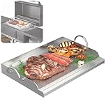 WUDLEP Stainless Steel Griddle, 58x40x7cm Universal Flat Top Griddle, Gas Grill Griddles with 2 Handles for Most Gas Grills, for Camping, Tailgating and Parties