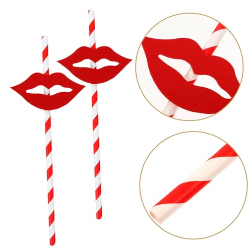 40 pitillos decorativos con labios rojos para fiesta miniatura 7
